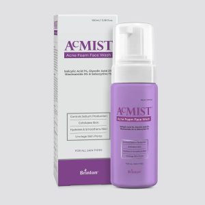 Brinton Acmist Acne Foam Face Wash | 1% Salicylic Acid, 2% Glycolic Acid, 5% Niacinamide | Foaming Face Wash for Acne | Controls Sebum, Unclogs Pores, Smoothens Skin | Suitable for All Skin | 100ml